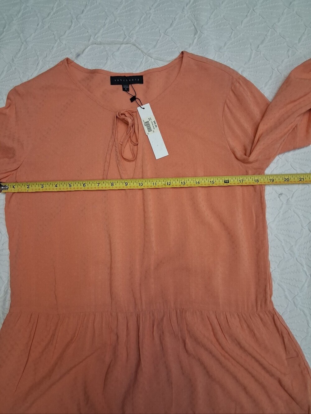 Sanctuary Peach Tie-Neck Peplum Top Sixe S - Picture 5 of 16